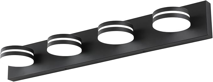 4-Light Bathroom Vanity Light, Matte Black Bathroom Light Fixtures Over Mirror,LED Vanity Lights with 360°Rotating Lamp Head(32in)