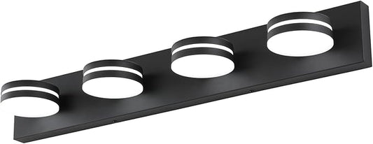 4-Light Bathroom Vanity Light, Matte Black Bathroom Light Fixtures Over Mirror,LED Vanity Lights with 360°Rotating Lamp Head(32in)