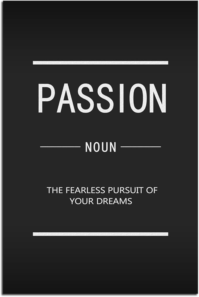 Inspirational Wall Art Motivational Entrepreneur Quotes Passion Noun Canvas Painting Posters Print Artwork Office Decoration Frame [12''W X 18''H]