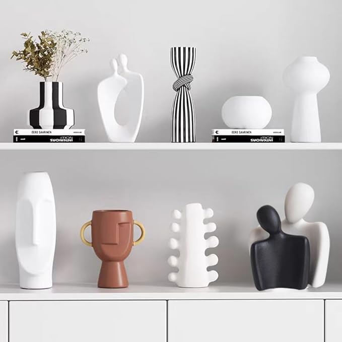 Couple Sculptures for Home Decor,Hugging Figurines,Modern Romantic Sculptures for Living Room Bedroom Office Decor,Gift for Anniversary Valentine（Black+White）