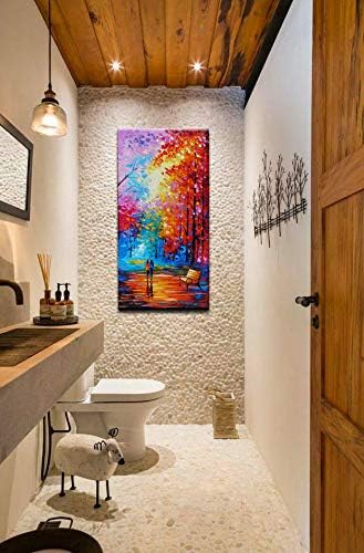 Tyed Art- Contemporary Art Oil Painting On Canvas Textured Tree Painting Palette Knife Abstract Landscape Wall Paintings Home Office Decorations Canvas Wall Art Painting 24x48inch