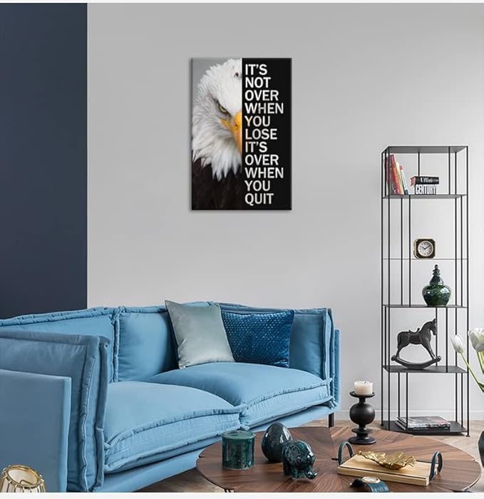 Inspirational Canvas Wall Art Eagle Motivational Painting Poster Inspirational Entrepreneur Quotes Quote Print Artwork Office Home Decor Living Room Framed Ready to Hang[24''W x 36''H]