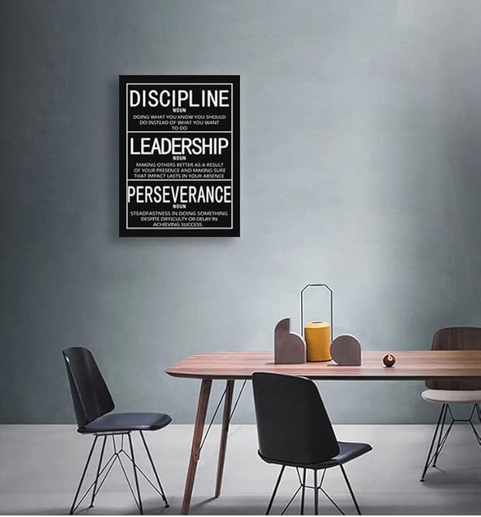 Inspirational Canvas Wall Art Motivational Office Decor Prints Inspiring Entrepreneur Quotes Posters Discipline Leadership Perseverance Painting Artwork Frame Ready to Hang [30W X 40H]