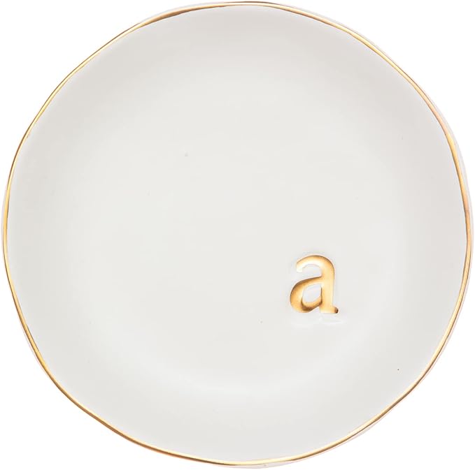 COLLECTIVE HOME - Ceramic Jewelry Tray, Decorative Trinket Dish for Rings Earrings Necklaces Bracelet Watch Keys, Birthday Mother's Day Christmas Gift for Women, 4.75", White Surface (A)