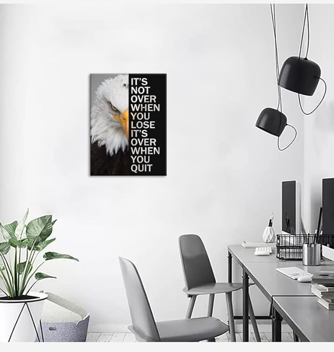 Inspirational Canvas Wall Art Motivational Entrepreneur Quote Office Wall Decor Painting Poster Eagle Animal Picture Print Artwork Living Room Home Frame Ready to Hang[18" W x 24" H]