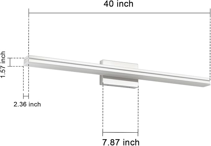 SineRise 40-Inch LED Modern Bathroom Vanity Light Bar, Chrome Modern Acrylic Bathroom Wall Lighting Fixtures Over Mirror (Cool White 6000K)