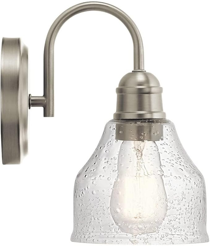 KICHLER Avery 9.25" 1 Light Vanity Light with Clear Seeded Glass Olde Bronze®