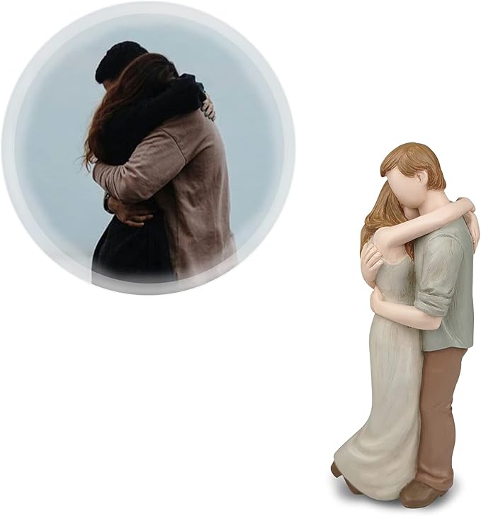 Romantic Hug Couple Happy Wedding Anniversary Sculpted Hand-Painted Figurine Gifts for Her Him, in Loving Moments Statue Gift for Engagement Valentine's Day Birthday