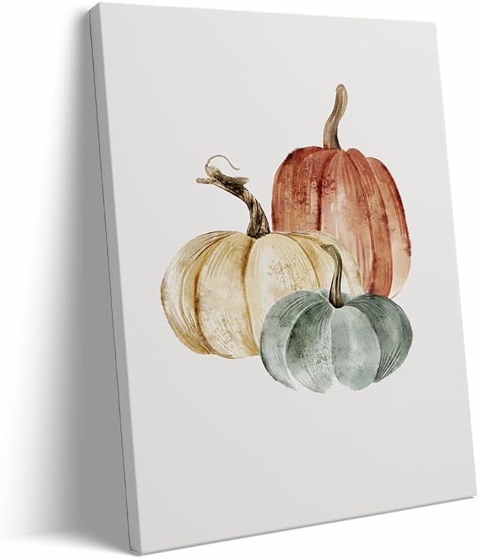 Framed PumpkinWall Art pumpkin Canvas prints posters Rustic fall print Pumpkin Watercolour painting Fall decor Fall wall decor 11x14 framed