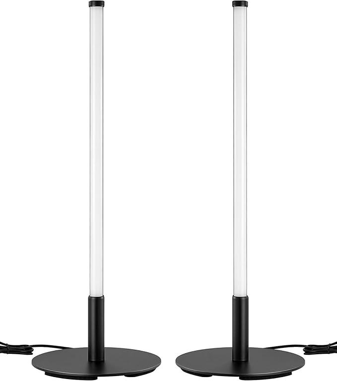 EDISHINE Upgraded LED Table Lamp Set of 2, Stepless Dimmable Bedside Lamps with Metal Finish & 3 Color Temperature, 6W Modern Desk Lamps, Black Nightstand Lamp for Bedroom, Living Room, Corner, Gift