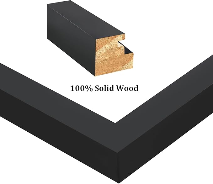 Egofine 6x8 Picture Frames Set of 4, Made of Solid Wood Covered by Plexiglass 4x6 and 5x7 with Mat or 6x8 whitout Mat, for Table Top Display and Wall Mounting Photo Frame Black
