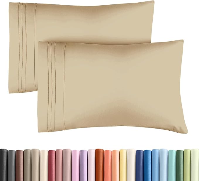 New Pillow Cases, King Standard, Beige