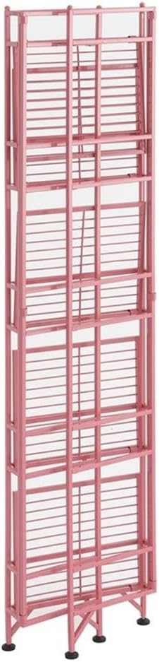 Convenience Concepts Xtra Storage Shelves - 5-Tier Folding Metal Storage Shelves, Closet Organizer for Office, Laundry Room, Bedroom, Garage, Kitchen, Bathroom, Pink