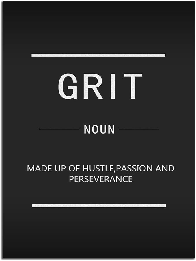 Inspirational Canvas Wall Art Inspirational Poster Print Entrepreneur Quotes Grit Noun Picture Wood Frame Artwork Office Decoration Living Room Office Home Frame Ready to Hang[30″W X 40″H]