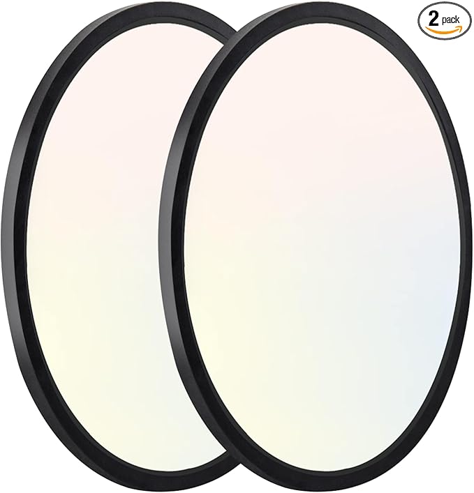 Hlite 2pack 12 inch Flush Mount LED Ceiling Light Fixture,24W 2400LM Super Slim Light Fixtures Ceiling Mount 3000K/4000K/5000K 3CCT Selectable,Ceiling Light Fixtures for Kitchen,Bedroom (Black)