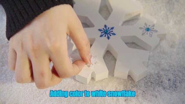 Bucherry 3 Pcs Winter Wooden Snowflake Decor Rustic Winter Snowflake Table Signs Wonderland Wood Blocks Farmhouse Christmas Tiered Tray Decorations for Xmas Table Shelf(Retro White)