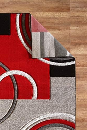 GLORY RUGS Area Rug 2x3 Door Mat Red Geometric Soft Floor Carpet with Premium Fluffy Texture for Indoor Living Dining Room and Bedroom Area