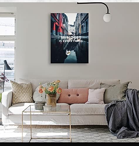 Inspiring Animal Poster Dove and Eagle Motivational Canvas Wall Art Mindset is Everything Painting Printing Artwork Modern Home Decoration Frame Office Ready to Hang[30″W X 40″H]