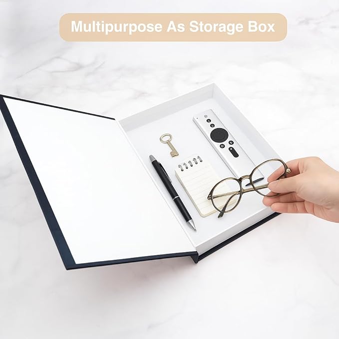 Decorative Books, Set of 3 - Fake Bookshelf Decor - Hardcover Linen - Designer Faux Decoration Aesthetic for Coffee Table, TV Stand, Entry Table, Console Shelf - Luxury Living Room Home Objects