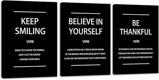 Modern Motivational Affirmation Wall Art Inspirational Encourage Canvas Poster Prints Office Wall Decor Art Prints Pictures Painting Framed Ready to Hang for Living Room Bedroom (36" Wx16 H)