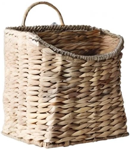 GYASVWU Woven Hanging Basket Water Hyacinth Hanging Wall Basket Wicker Handmade Baskets for Garden Farmhouse Home (Seagrass mouth)