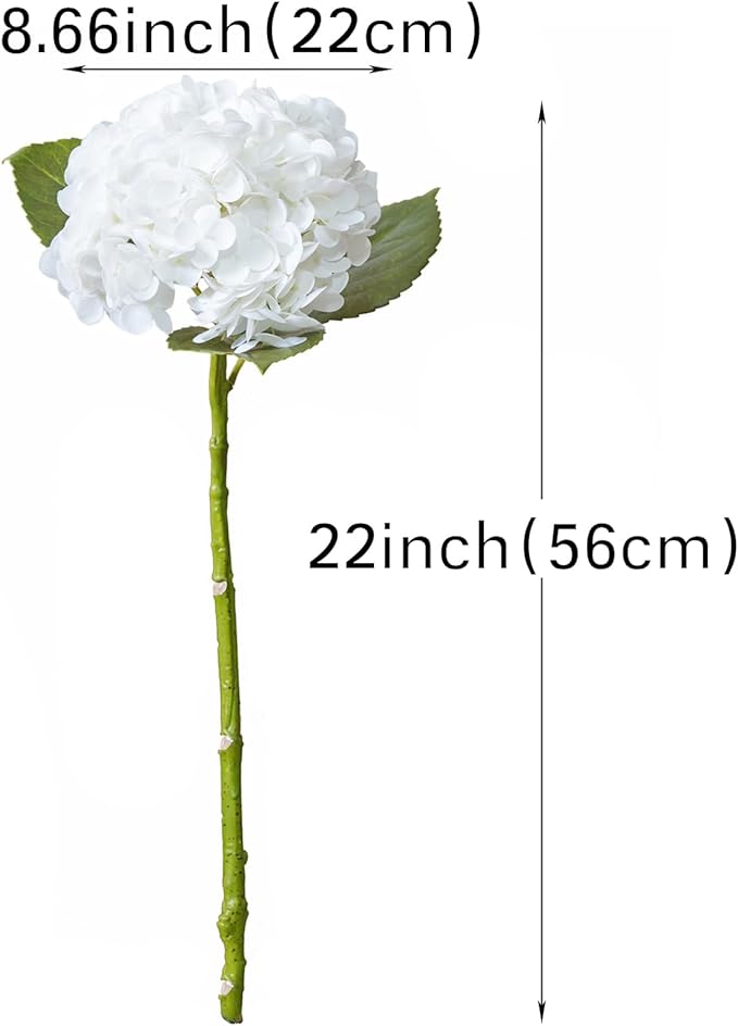 4Pcs 22 inch Lifelike Artificial Hydrangea,2 White & 2 Light Green Large Real Touch Flowers Artificial Flowers Dry Flowers Outdoor Wedding Christmas Office Family Party Living Room Table Deco