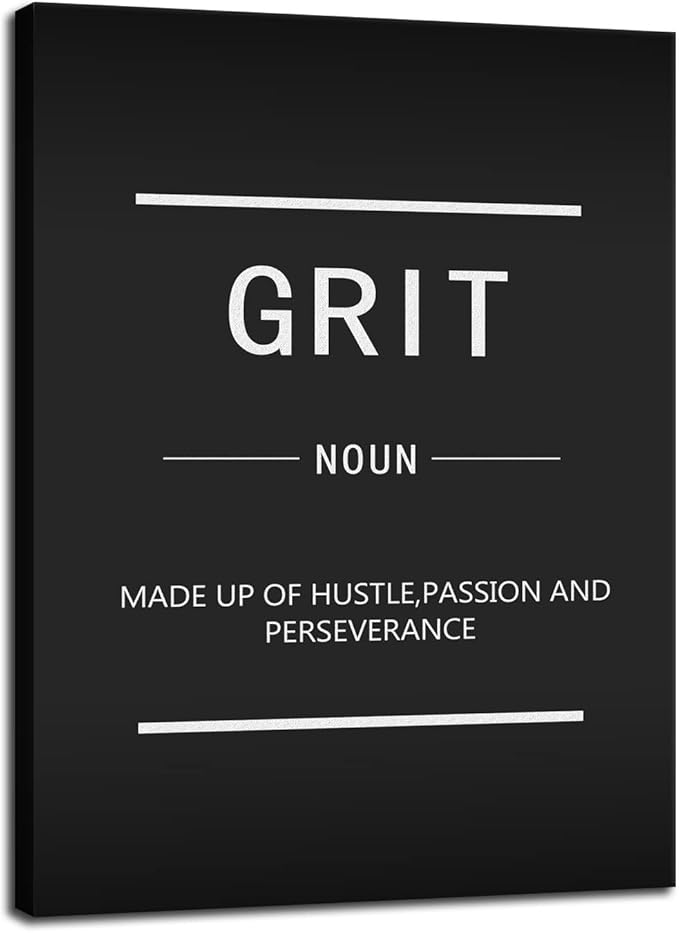 Grit Noun Motivational Canvas Poster Print Artwork Inspiring Entrepreneur Quotes Picture Office Wall Decoration Living Room Home Decoration Frame Ready to Hang[18" W x 24" H]