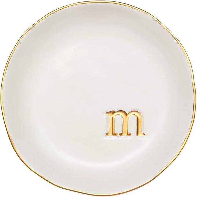 COLLECTIVE HOME - Ceramic Jewelry Tray, Decorative Trinket Dish for Rings Earrings Necklaces Bracelet Watch Keys, Birthday Mother's Day Christmas Gift for Women, 4.75", White Surface (M)