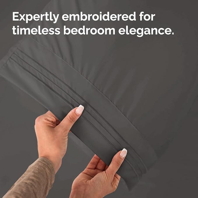 King Pillow Cases Set of 2 - Ultra Soft Hotel Quality Pillowcase Covers - Comfy, Cozy & Wrinkle Free - Shrinkage, Stain and Fade Resistant - Machine Washable Pillow Protectors - 2 Piece Set - Charcoal