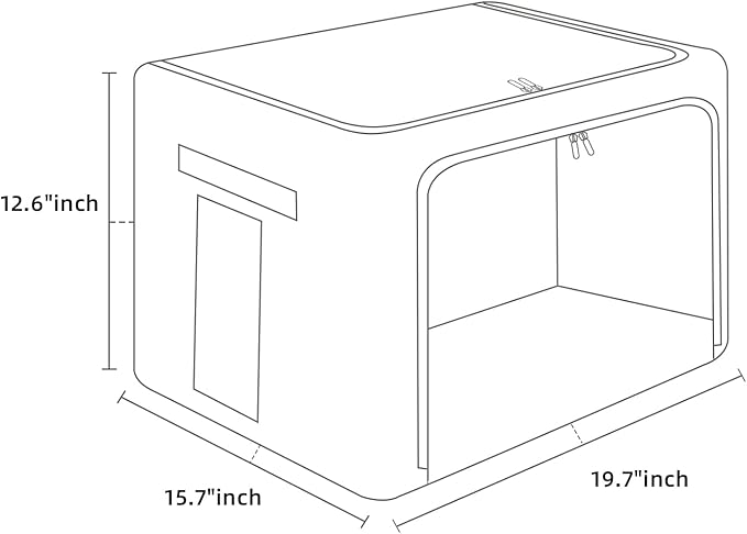 2 Pack Clothes Storage Bins Foldable Metal Frame Storage Box Large Capacity Linen Fabric Organizer Set with Carrying Handles and Clear Window (Black, 19.7x 15.7x 12.6 Inch)