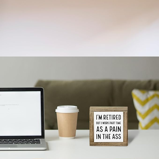 Inspirational Wood Box Desktop, I'm Retired Sign, Retirement Gift For Men Women, Inspirational Wood Box Desktop Decoration, Motivational Gift, Funny Farmhouse Home Office Decor