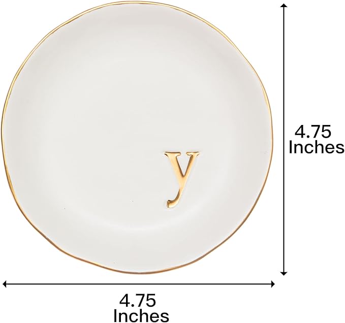 COLLECTIVE HOME - Ceramic Jewelry Tray, Decorative Trinket Dish for Rings Earrings Necklaces Bracelet Watch Keys, Birthday Mother's Day Christmas Gift for Women, 4.75", White Surface (Y)