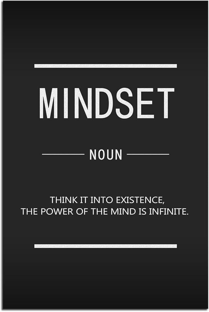 Motivational Canvas Wall Art Mindset Noun Painting Poster Office Decoration Inspirational Entrepreneur Positive Quotes Inspiration Picture Company Wall Decoration Frame Ready to Hang[12''W X 18''H]