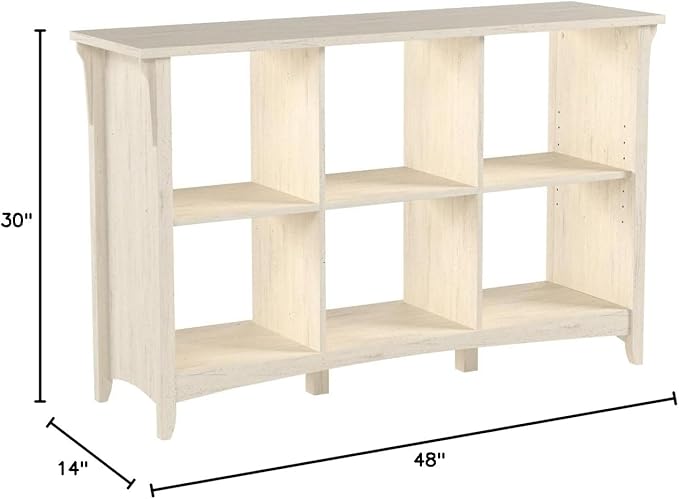 Bush Furniture Salinas 6 Cube Organizer in Antique White, Office Storage Solution, Home Organizer with Open Shelving, Compact Unit for Books and Supplies