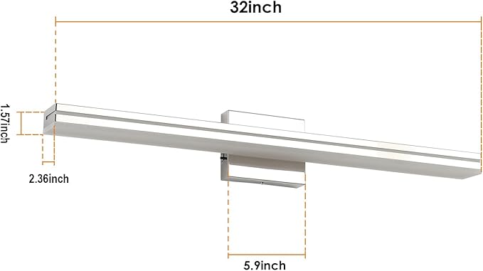 SineRise LED Modern Bathroom Vanity Light Bar (32-Inch, 3000K/4000K/6000K), Chrome Dimmable Modern Acrylic Bathroom Wall Lighting Fixtures Over Mirror