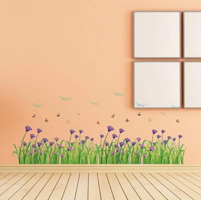 Sicker Universe 28x20 Inch Set - Flower Plants Butterflies Floral Wall Decals for Decor, Self Adhesive Vinyl for Home Kitchen Nursery Decor-Gift for Christmas, Birthday (Floral Design #1)