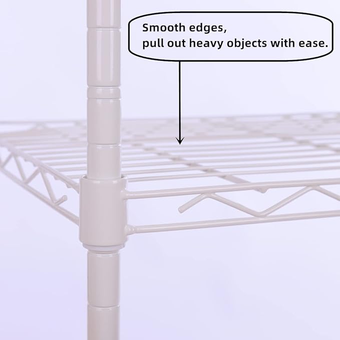 GIOTORENT 6-Tier Storage Shelves Standing Shelving Metal Units, Adjustable Height Wire Shelf Display Rack for Pantry Laundry Bathroom Kitchen 16.6” x 11.8” x 63”, White