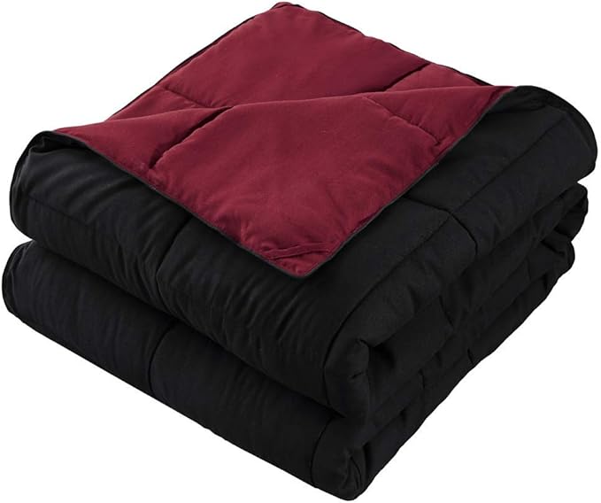 HIG 3pc Down Alternative Comforter Set - All Season Reversible Comforter with Two Shams - Quilted Duvet Insert with Corner Tabs - Box Stitched - Super Soft, Fluffy (Full/Queen, Black)