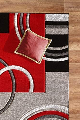 GLORY RUGS Area Rug 2x3 Door Mat Red Geometric Soft Floor Carpet with Premium Fluffy Texture for Indoor Living Dining Room and Bedroom Area