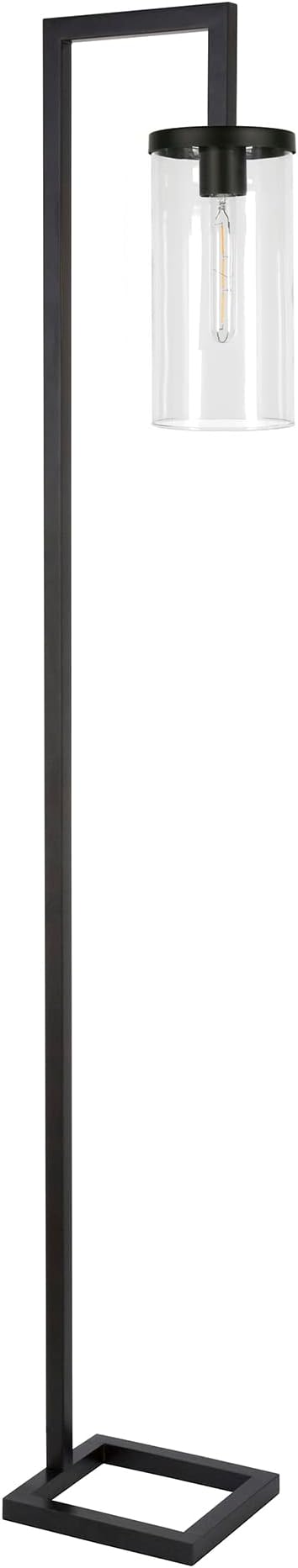 Henn&Hart 67.75" Tall Floor Lamp with Glass Shade in Blackened Bronze/Clear, Floor Lamp for Home Office, Bedroom, Living Room