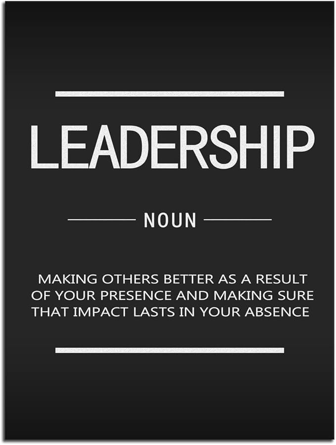 Leadership Noun Inspirational Wall Street Entrepreneur Quotes Proverbs Inspirational Canvas Wall Art Painting Poster Print Artwork Home Decor Company Office Frame Ready to Hang[18" W x 24" H]