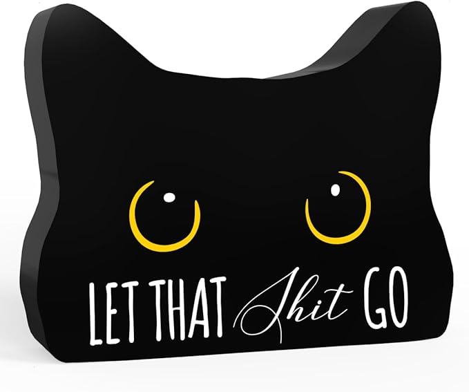 Funny Bathroom Acrylic Decor Sign, Let Them Go Sign, Black Cat Decor Cat Decor for Home Bathroom Cat Lover Gifts For Women Men