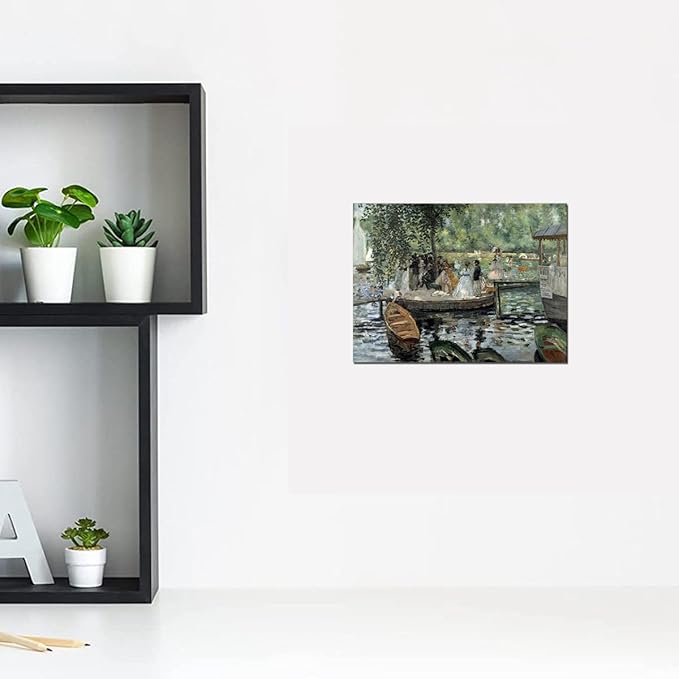 Impressionism Artwork Bathroom Decor La Grenouillere By Pierre Auguste Renoir Famous Painting Prints for Bedroom Hallway Lounge Home Wall Art Framed 12x16inch