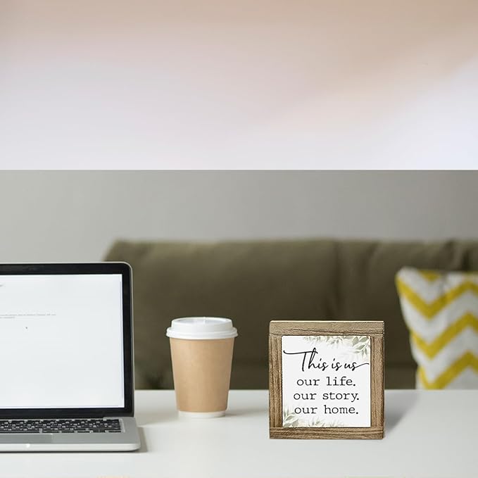This Is Us Our Life Our Story Our Home Desktop Decor, Farmhouse Wood Box Decor Plaques, Iving Room Inspiration Wood Box Sign, Rustic Farmhouse Living Home Decoration