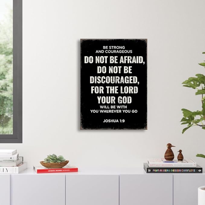 Be Strong and Courageous Joshua 1:9 Bible Verse Canvas Wall Art - Christian Scripture Inspirational Wall Decor for Prayer Room, Faith-Based Home Decor, Religious Gift for Women, Motivational Spiritual Living Room,bedroom Art. 16"X24",A-411
