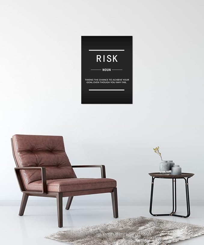 Motivational Entrepreneur Quotes Quotes Wall Art Risk Terms Inspirational Painting Poster Inspiring Printmaking Office Decoration Company Bedroom Stretch Frame Ready to Hang[18" W x 24" H]