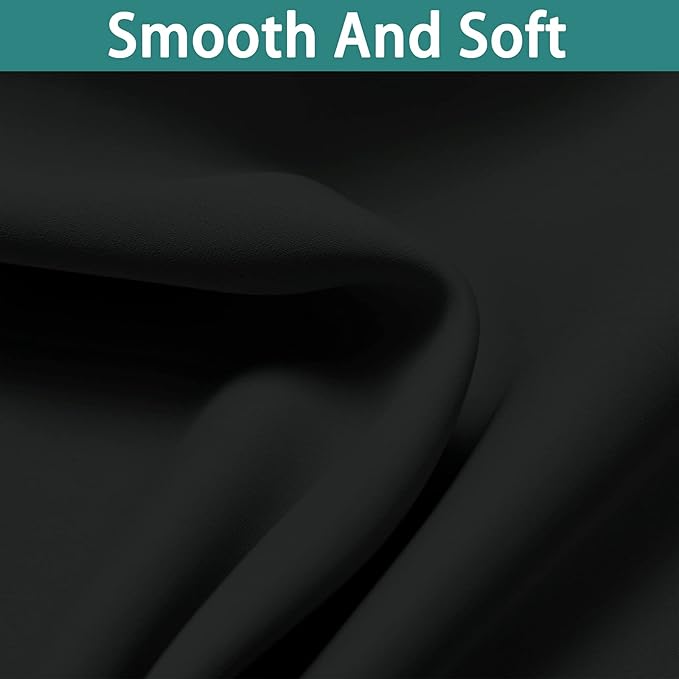 Yakamok 90 Inch Length 100% Blackout Curtains for Bedroom, 2 Thick Layers Thermal Insulated Grommet Total Blackout Drapes with Black Liner for Living Room (52Wx90L,Black, 2 Panels)