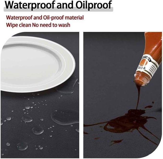 Fitted Dark Grey Black Round Tablecloth for 40-44" Tables Modern Non Slip Water Proof Table Cover Spring Autumn Outdoor Garden Accessories College Dorm Stuff Apartment Storage Cool