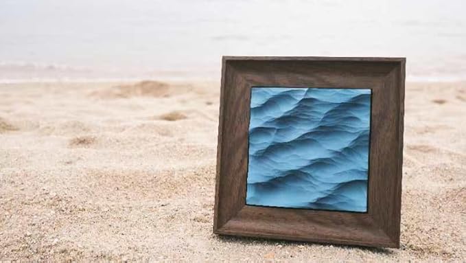 wall decor with Wave Carving Design, Creative Bedroom Decor,Wall decoration,wooden wall art. blue ocean-themed, handcrafted, new-home décor,gift for housewarming, Desk accessory（walnut-9.84in）