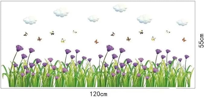 Sicker Universe 28x20 Inch Set - Flower Plants Butterflies Floral Wall Decals for Decor, Self Adhesive Vinyl for Home Kitchen Nursery Decor-Gift for Christmas, Birthday (Floral Design #1)